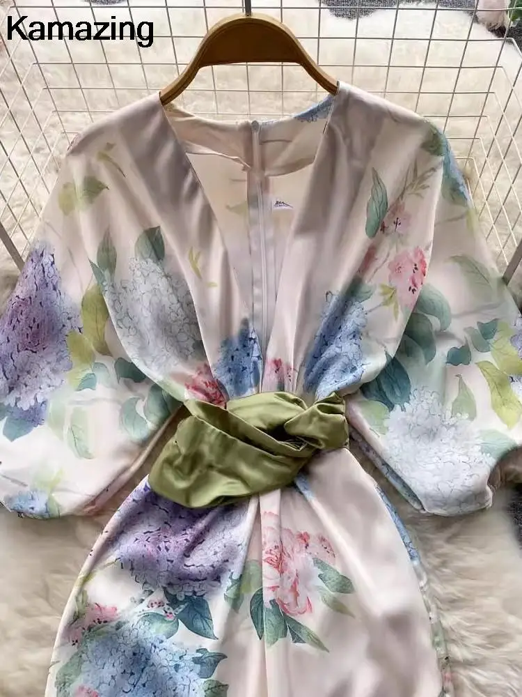 Женское облегающее платье с V-образным вырезом цветочным принтом