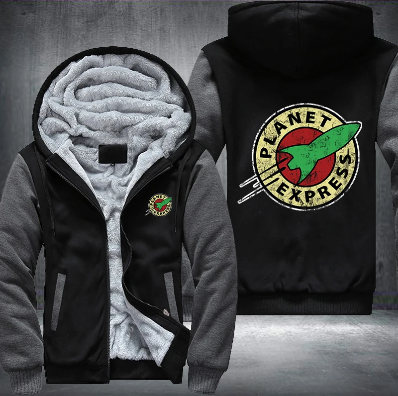 

New Winter EU Plus Size Men Women Planet Express Thicken Hoodie Zipper Coat Fleece Warm Hooded Jackets Drop Shipping