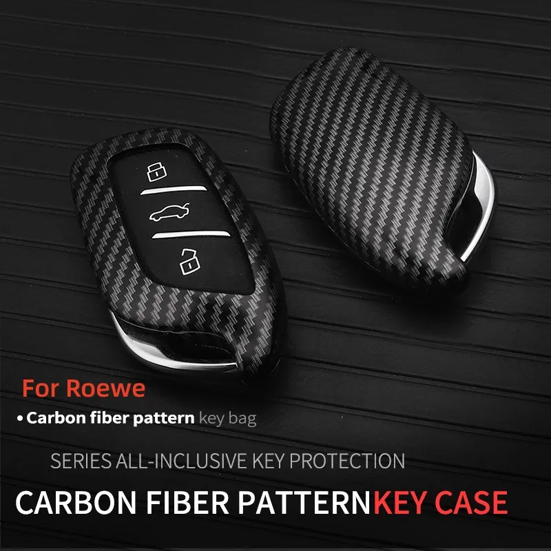 

Brand New ABS+TPU Carbon Fiber Car Key Case Bag For Roewe RX5 MAX eMAX RX3 I5 I6 2020 2021 Accessories