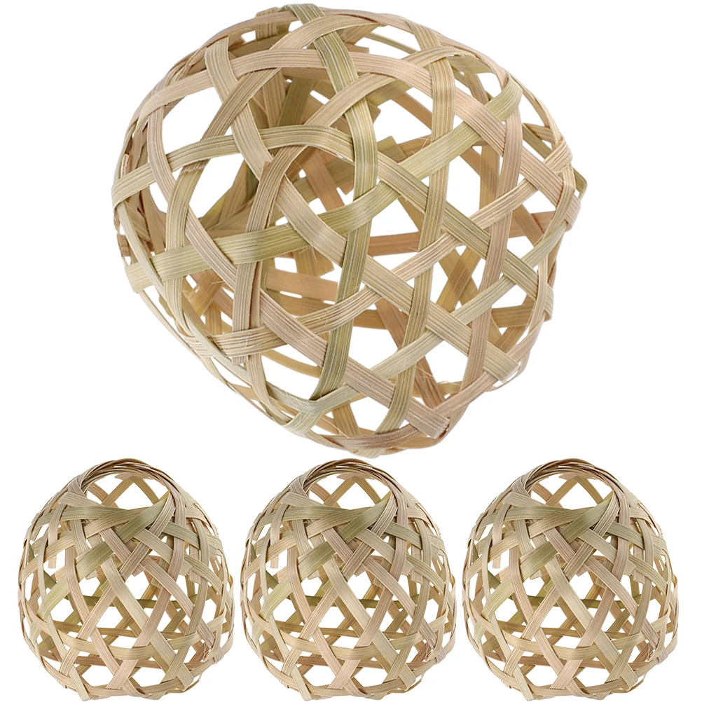 

4pcs Woven Bamboo Chandelier Lamp Cover Bamboo Lampshade for Pendant Light Lamp Shade Lamp Accessory