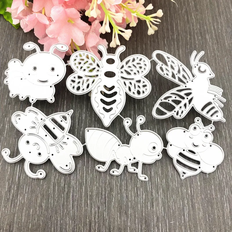 

Cutting Dies 6pcs Bee Ants Set Metal Steel Frames Cut Die Mold DIY Scrapbooking Photo Album Embossing Paper Cards