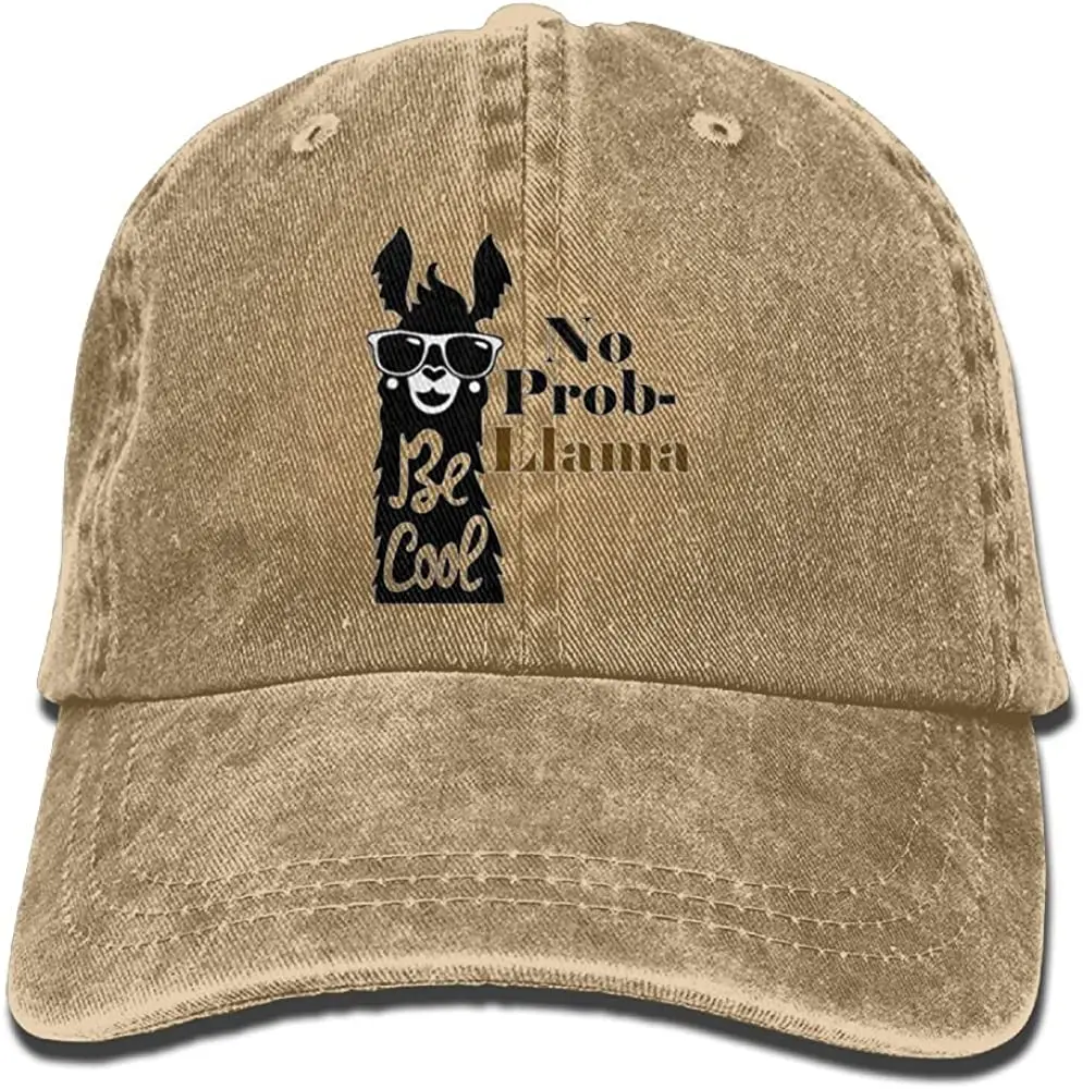 

Smiling Sunglasses No Problem Llama Denim Adjustable Baseball Caps for Mens Womens ed Hip Hop Trucker Hats Snapback