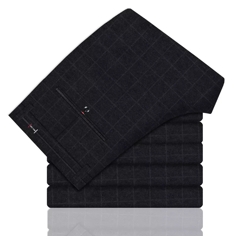 

Men's Stretch Stripe Casual Pants Mens Four Seasons High Quality Business Trousers Men's Straight Harem Pants