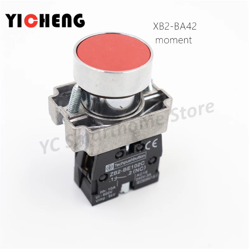 

1Pcs Momentary Push button switch 22mm 10A 240V~3A Circular small size Flat round Panel NC/NO Tech Push Button