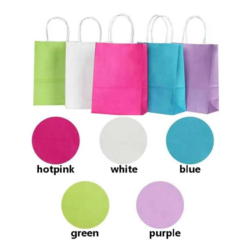 

10pcs/lot Solid Color Gift Paper Bags 21X15X8cm With Handle Shopping Christmas Wedding Party Gift Packing Bag Excellent Quality