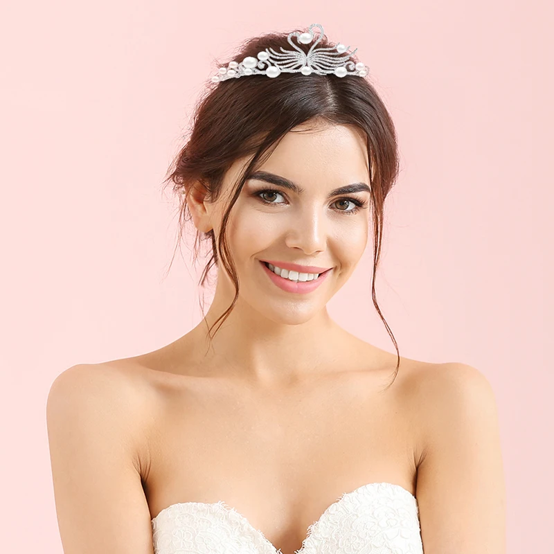 Женские тиары YYSUNNY в виде двойного лебедя Очаровательная корона принцессы для