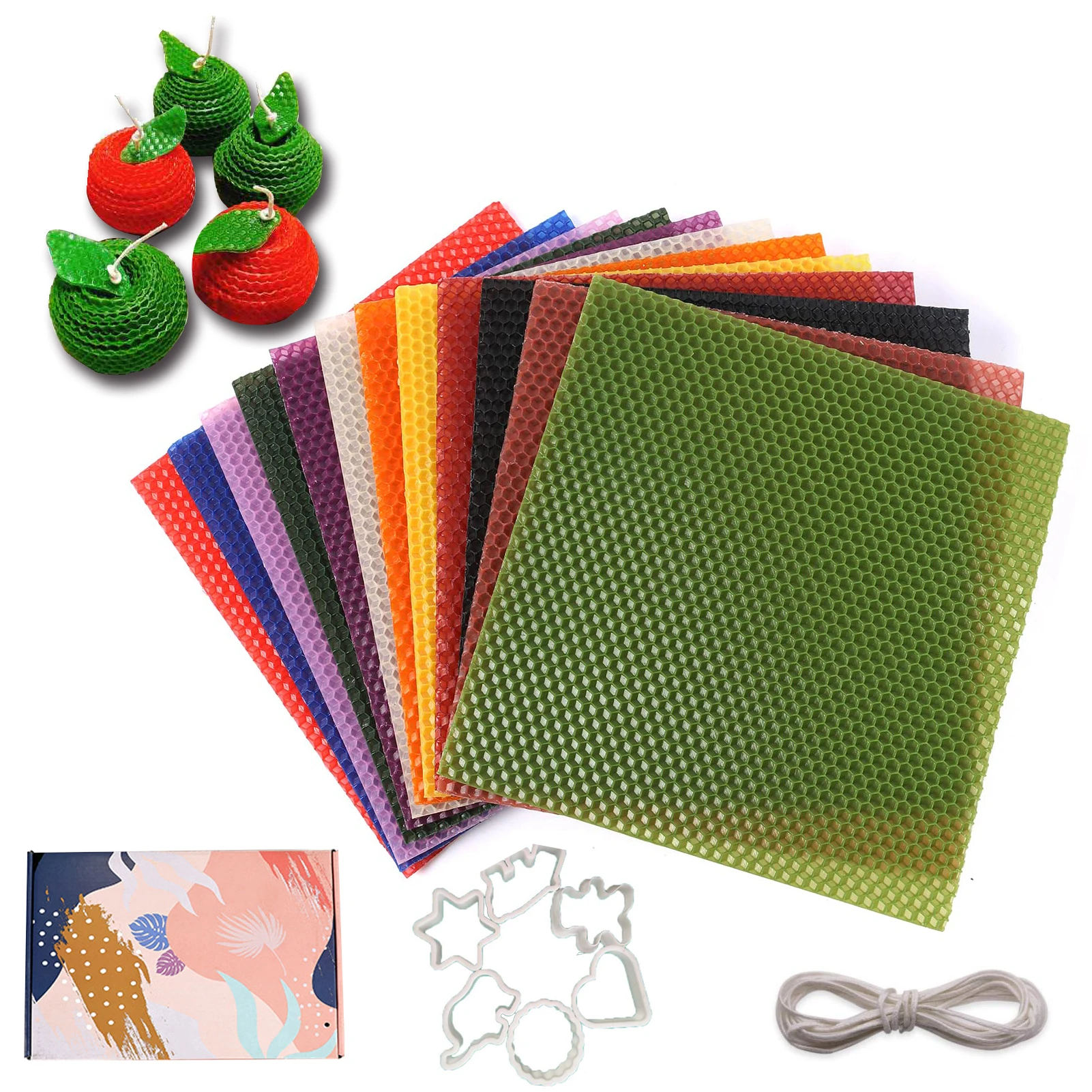 Beeswax candle making kit,12pcs Beeswax sheets for candle ma