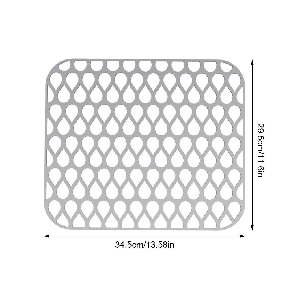 Silicone Sink Protector Non-slip Grey Sink Mat For Bottom Heat-Resistant Grid Tableware Dish Drying Pad Kitchen Reusable Si F4R9 images - 6