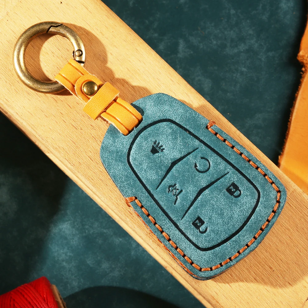 

Retro Leather Key Cover Remote Case For Cadillac ESV Escalade CTS XTS SRX ATS CT5 XT5 XT6 2015-2019