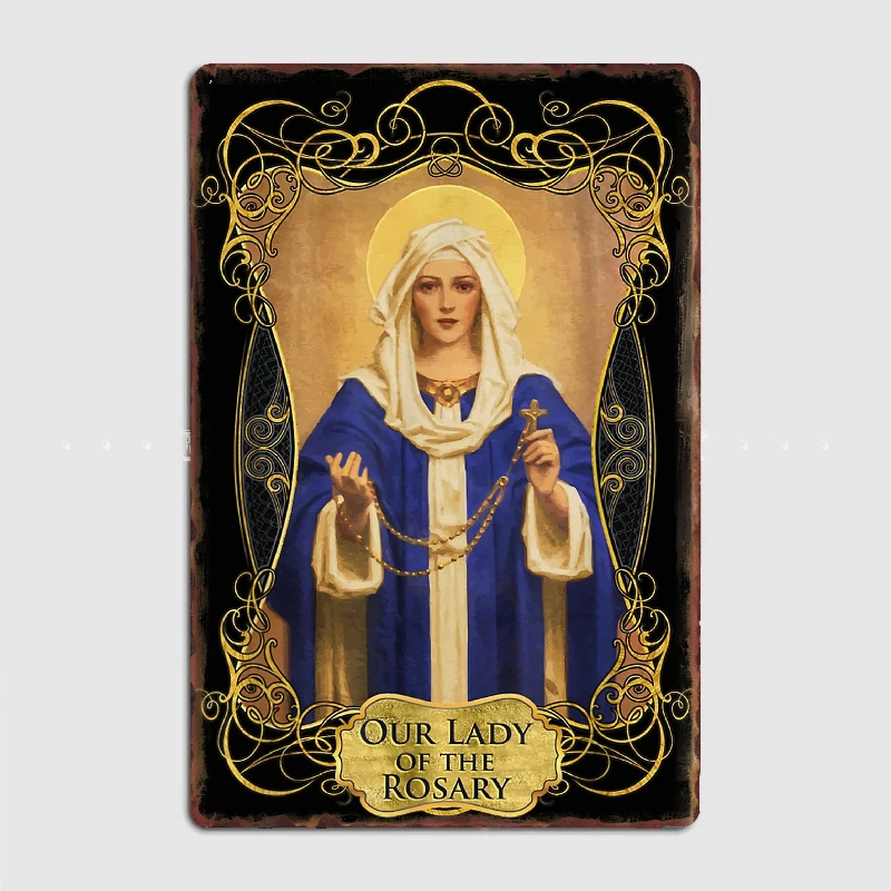 

Our Lady of the Rosary Catholic Prayer Rosaries Mary Metal Sign Plates Customize Club Bar Wall Pub Tin Sign Posters