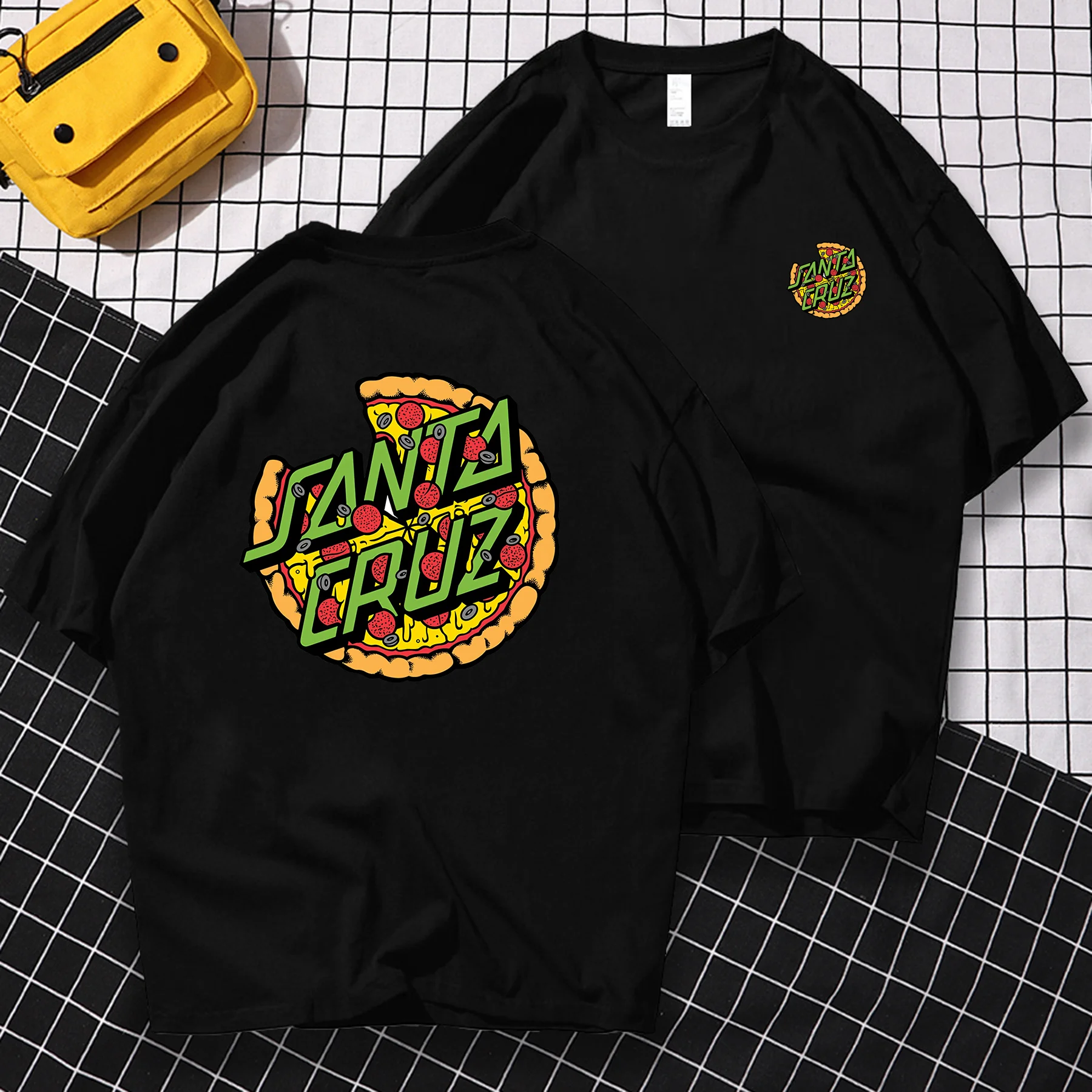 

Amazing Tees Men T Shirt Double-sided Casual Oversized Santa Cruz Pizza Classic T-shirt Male T-shirts Graphic Short Sleeve S-3XL