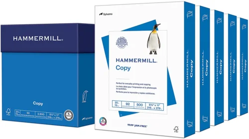 

Hammermill Printer Paper, 20 Lb Copy Paper, 8.5 X 11 - 5 Ream (2,500 Sheets) - 9