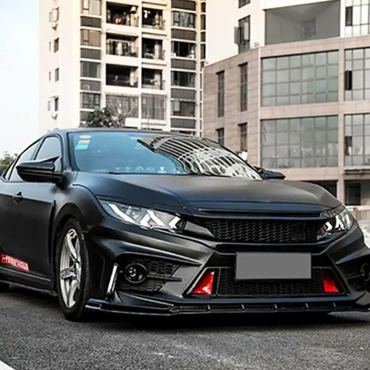 Сетчатые решетки для гриля глянцевые черные в спортивном стиле HONDA CIVIC 2016-18 10-го