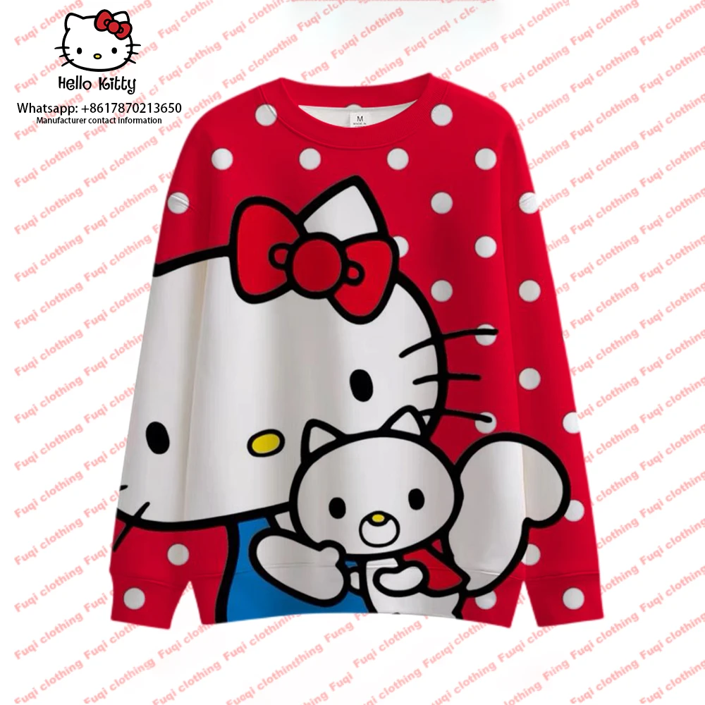 

Hello Kitty Crewneck San Liou Girls' Boys' Long Sleeve Coat Spring and Autumn New 3D Printing Crewneck Children's Clothing Pullo