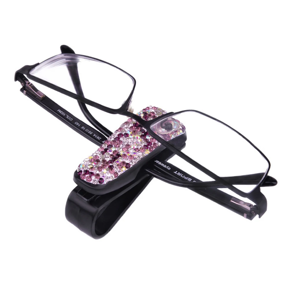 

Rhinestone Auto Sun Visor Glasses Fastener Clip Holder For Sunglasses Eyeglasses Ticket Universal Multi-Function Car Interior