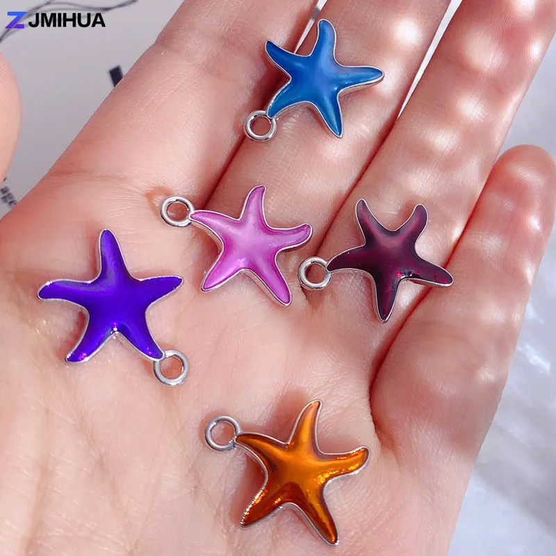 

15pcs Cute Starfish Charms Pendants Drop Oil Charm For Jewelry Making Necklaces Earrings Bracelets DIY Handmade Accessories