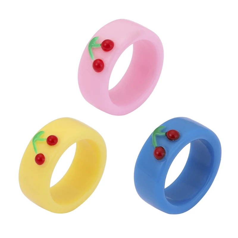 

Cute Colorful Cherry Rings for Women Girls Lovely Rings Fashion Party Prom Ring