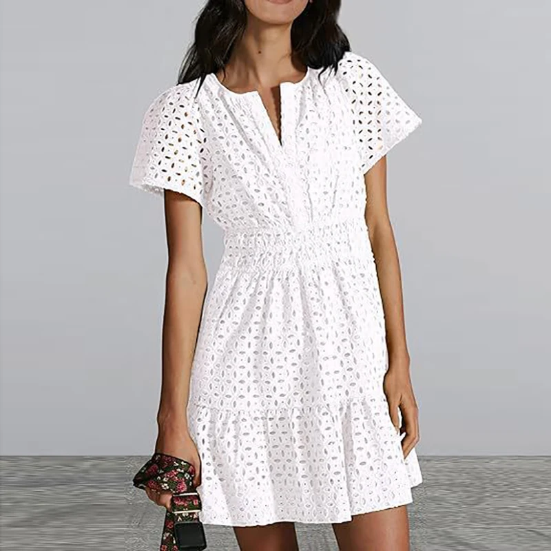 Элегантное кружевное вечернее платье с вышивкой и V-образным вырезом женское