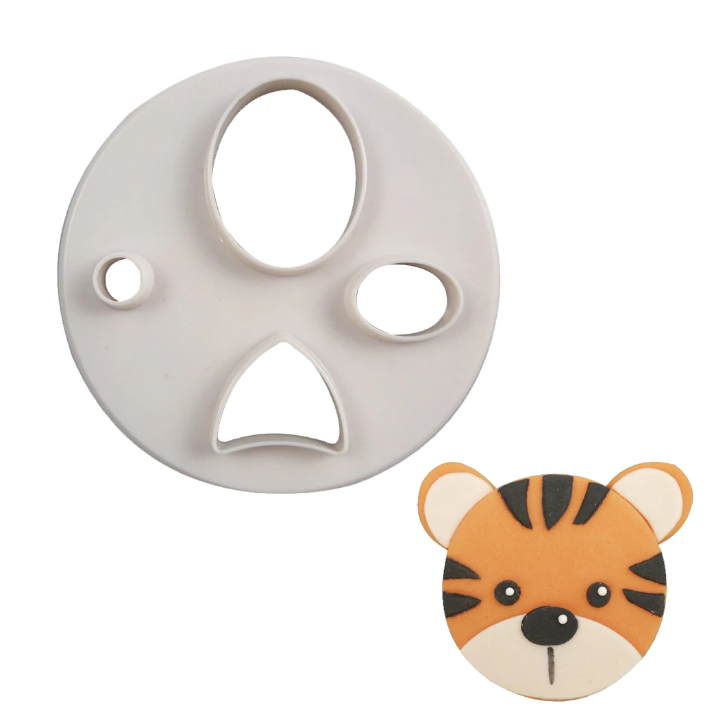 

New 3D Animal Face Tiger Cookie Cutter Mold Diy Biscuit Fudge Embossing Sugar Craft Dessert Baking For Cake Decorate Stamp Tools