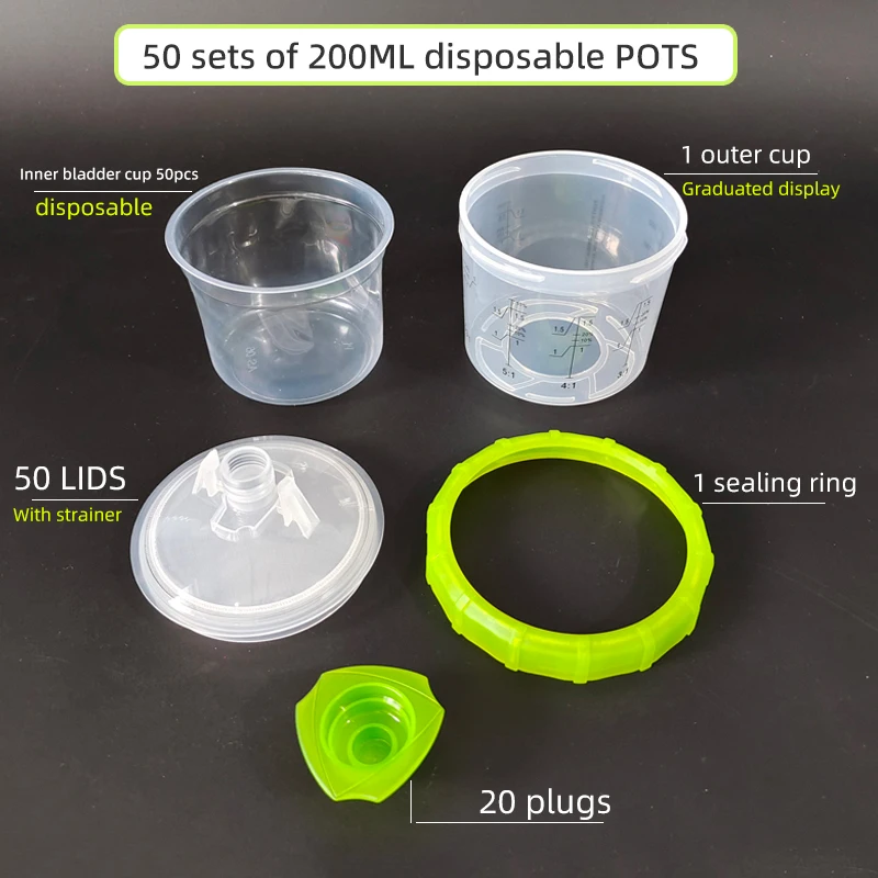 Зеленый горшок для мытья 200 мл 50 комплектов 1 коробка пластиковый распыления