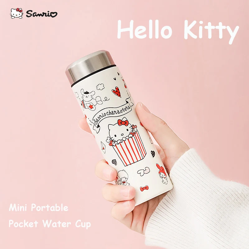

130ml Sanrio Mini Portable Insulated Cup Kawaii Hello Kitty Cartoon Printed Stainless Steel Children Water Cup Water Bottle New