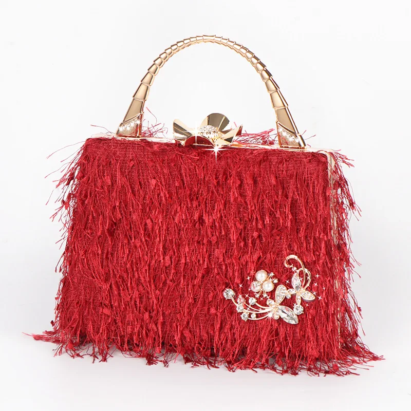 2024 Новая элегантная маленькая квадратная сумка с кисточками женское