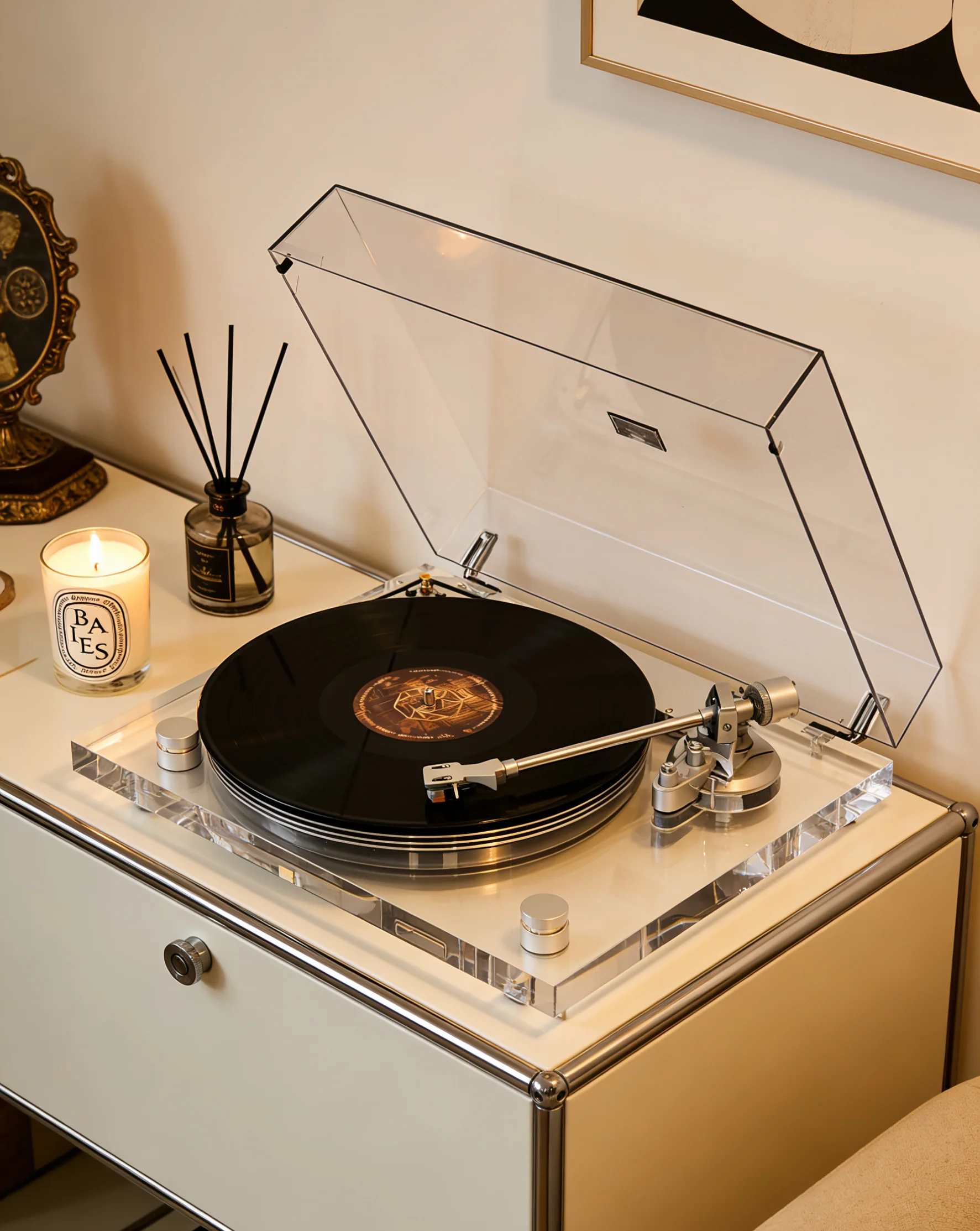 Фото Акриловый проигрыватель виниловых пластинок с Bluetooth Hi-Fi: Прозрачный, минималистичный, профессиональный, класса люкс №1