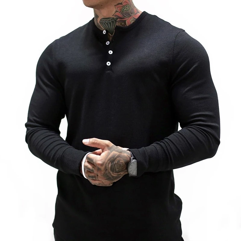 

Mens Summer gyms Workout Fitness T-shirt Bodybuilding Slim Shirts printed O-neck Long sleeves cotton Tee Tops clothing