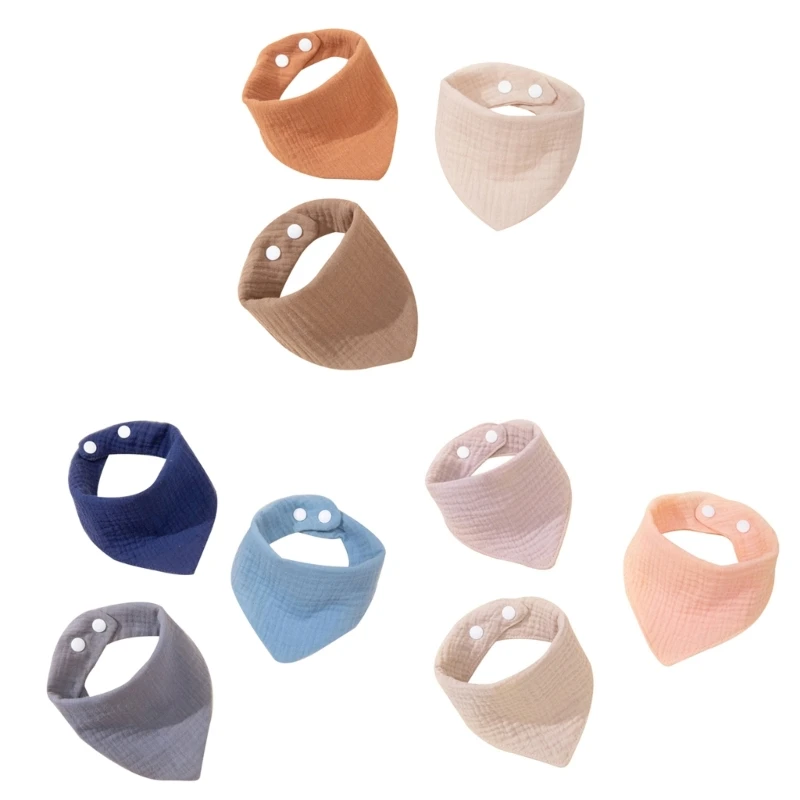 

3PCS Baby Bib Soft Breathable Drooling Bib Solid Color Burp Cloth Bib Infant Teething Bib Neck Scarf Nursing Supply