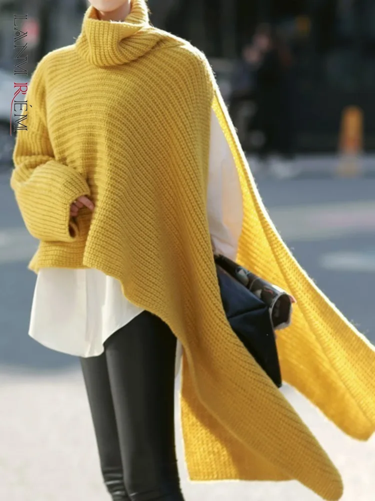 

Женский Асимметричный свитер LANMREM, вязаный пуловер с рукавами «летучая мышь», Осень-зима 2023, корейский стиль, WB519