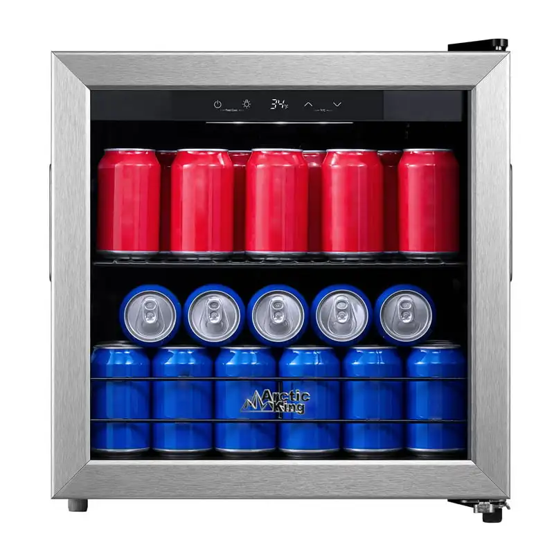 

48-Can Beverage Fridge & Cooler with Electrical Control, Stainless Steel look