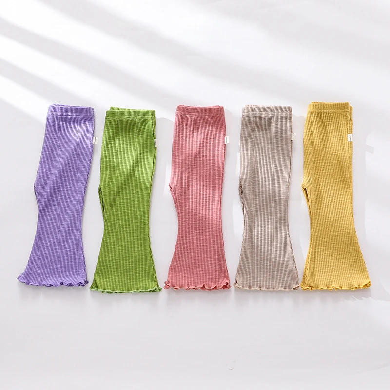 

3 шт., Детские хлопковые расклешенные брюки для девочек