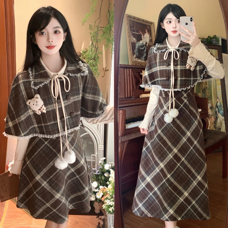 Винтажное платье для девочек осень и зима 2024 новинка школьников младших классов