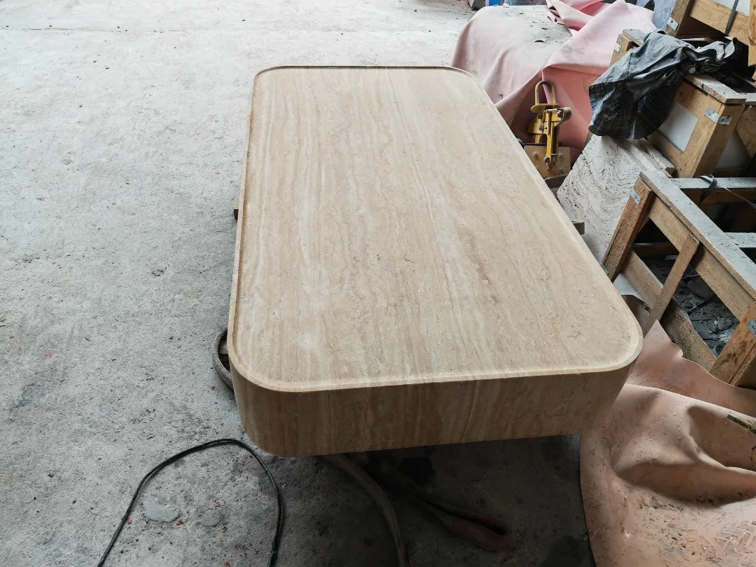 OEM Классический натуральный мраморный камень бежевый травертин резной