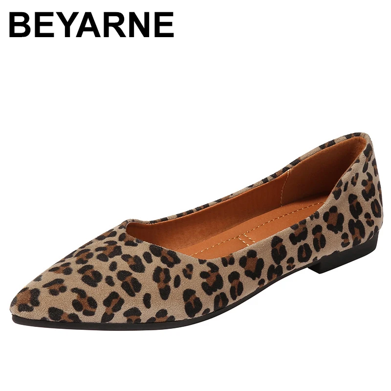

Woman Leopard pattern flats soft bottom flock shoes women espadrilles pointed toe ballerina ladies shoes animal prints moccasins