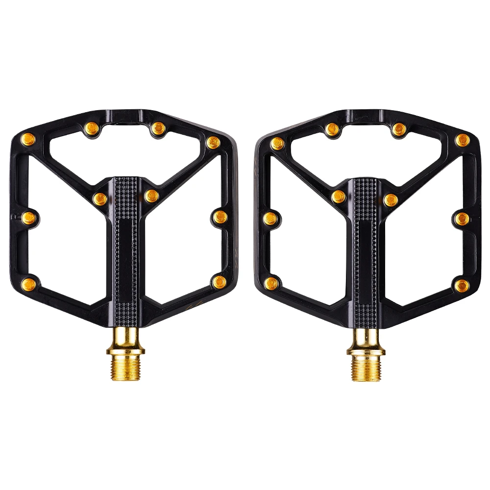 RPANTAHI Stampes Flat BMX/MTB Bike gold Pedal - Platform Bicycle Pedal, Minimal Profile, Adjustable Grip