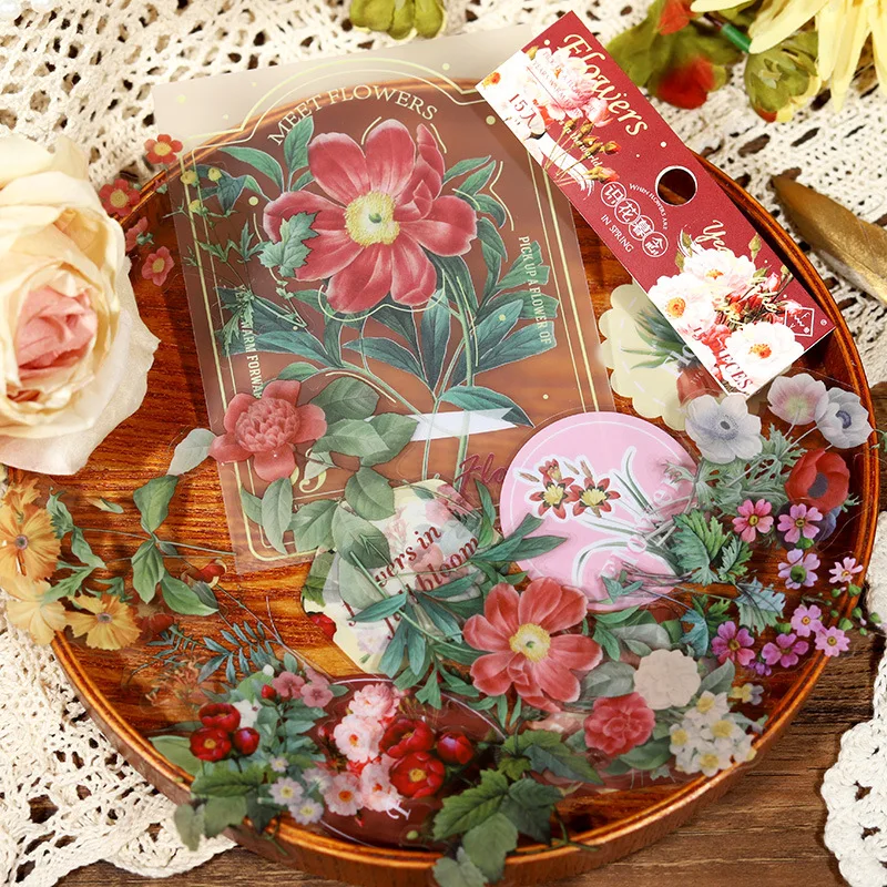 

15 Pcs Vintage Plant Flower Aesthetic Journal Notebook Junk Journal Supplies Nostalgic Retro Diy Scrapbooking Stationery Sticker