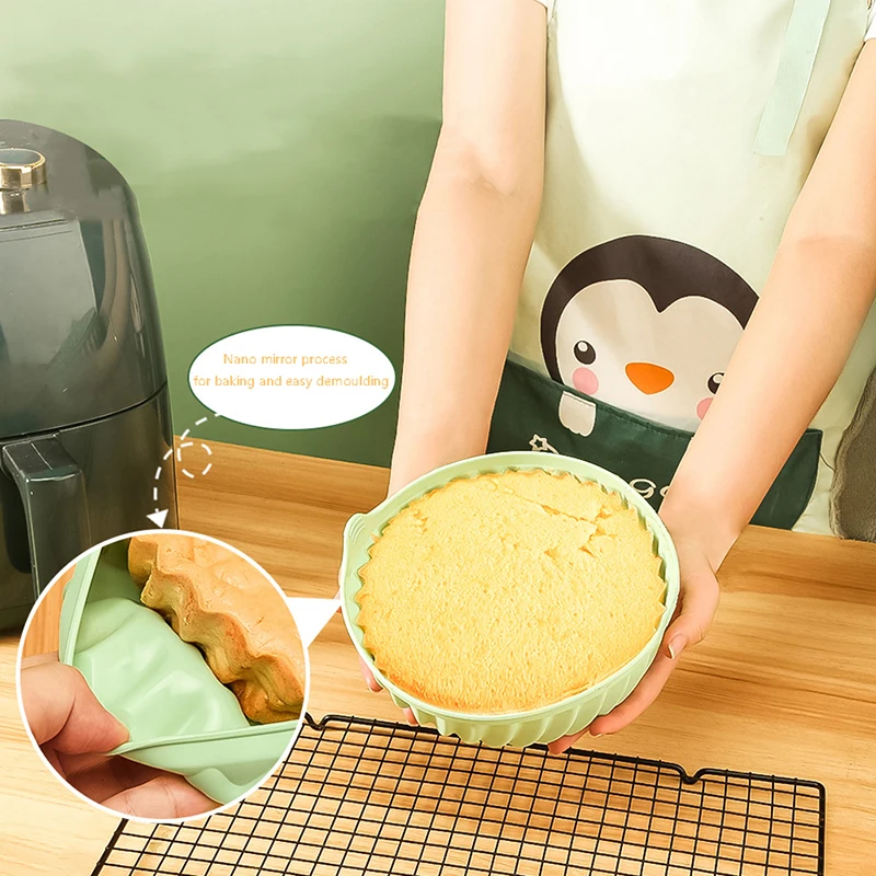 

1Pc 19/22CM Round Replacement Air Fryers Oven Baking Tray Basket Air Fryer Silicone Pot Grill Pan Kitchen Accessories