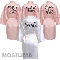 women silk satin short night printing robe kimono robe fashion bath robe sexy bathrobe femme wedding bride bridesmaid robe sp238