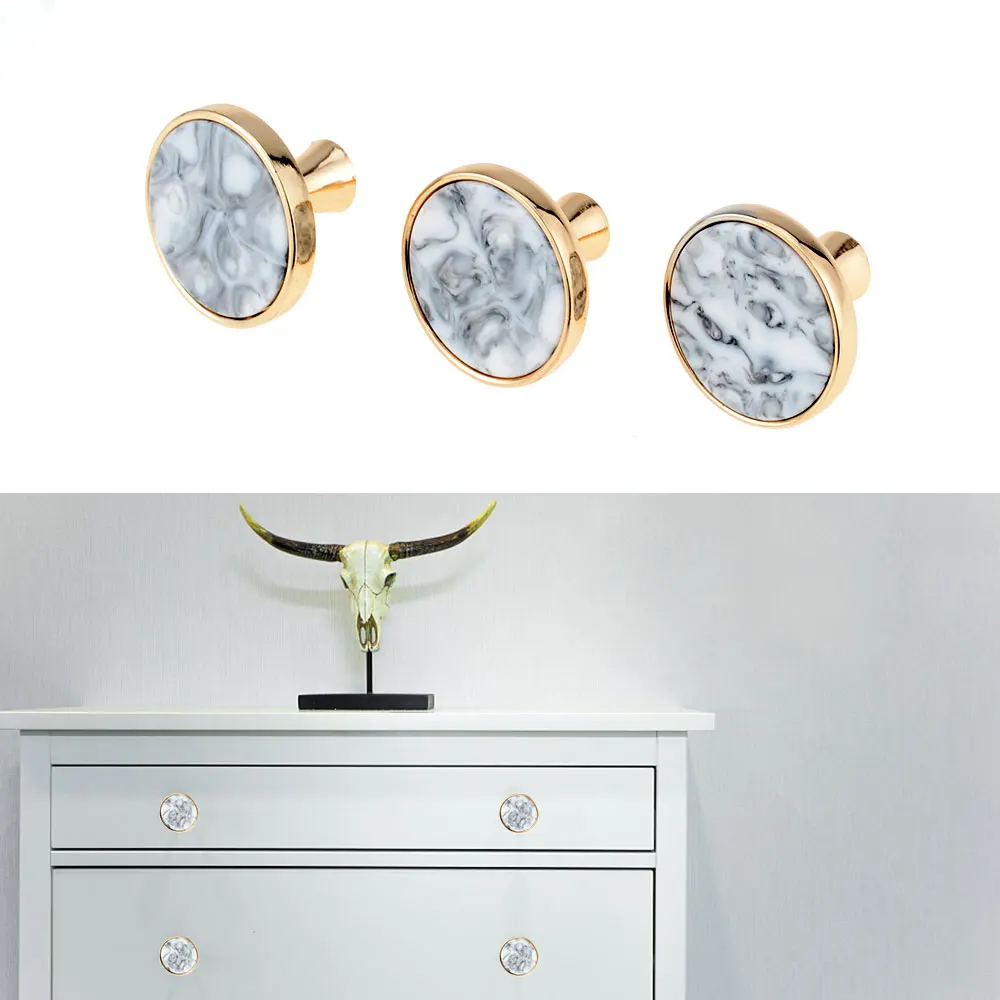 

1Pcs Marble Ceramic Cabinet Handle-Ink Texture Handle 32MM Modern and Simple Drawer Wardrobe Door Handle Knob Furniture Hardware