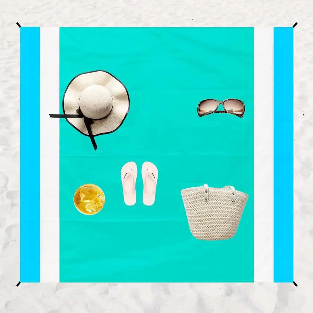 

Picnic Pad 1 Set Practical Foldable Bright COlor Pocket Design Picnic Pad Sandproof Beach Mat for Hiking