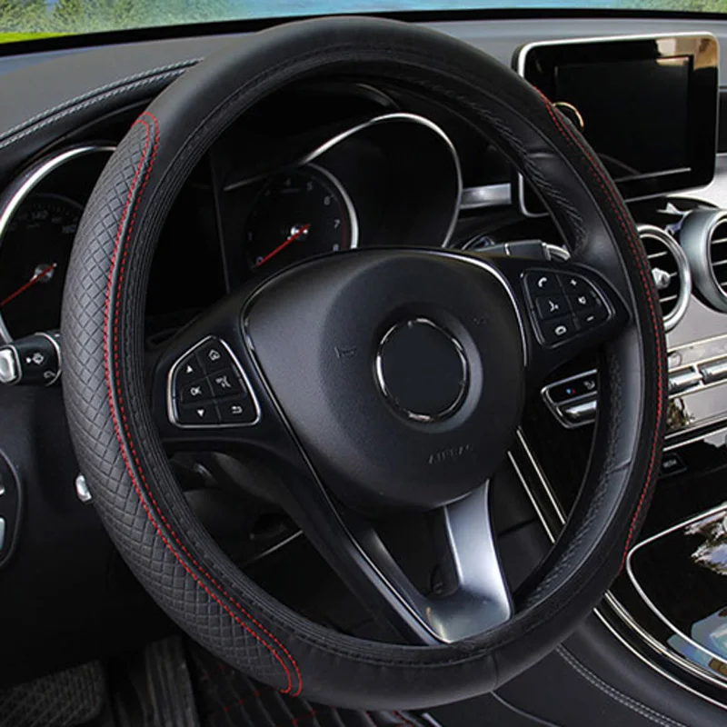 

Accessories Steering Wheel Cover Black+Red Non-slip Interior 1pc Parts