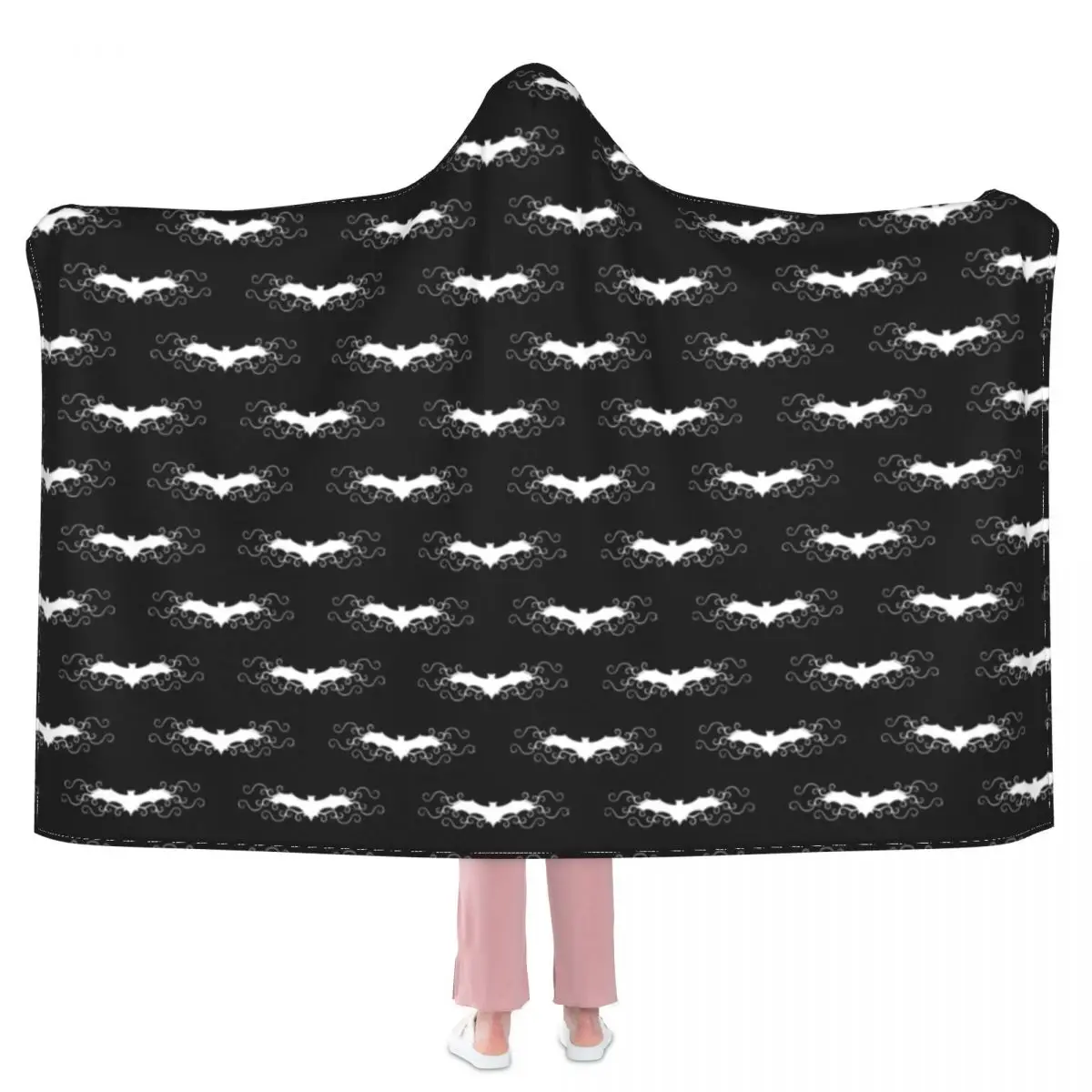 

Модное супермягкое флисовое покрывало с капюшоном и принтом в готическом стиле