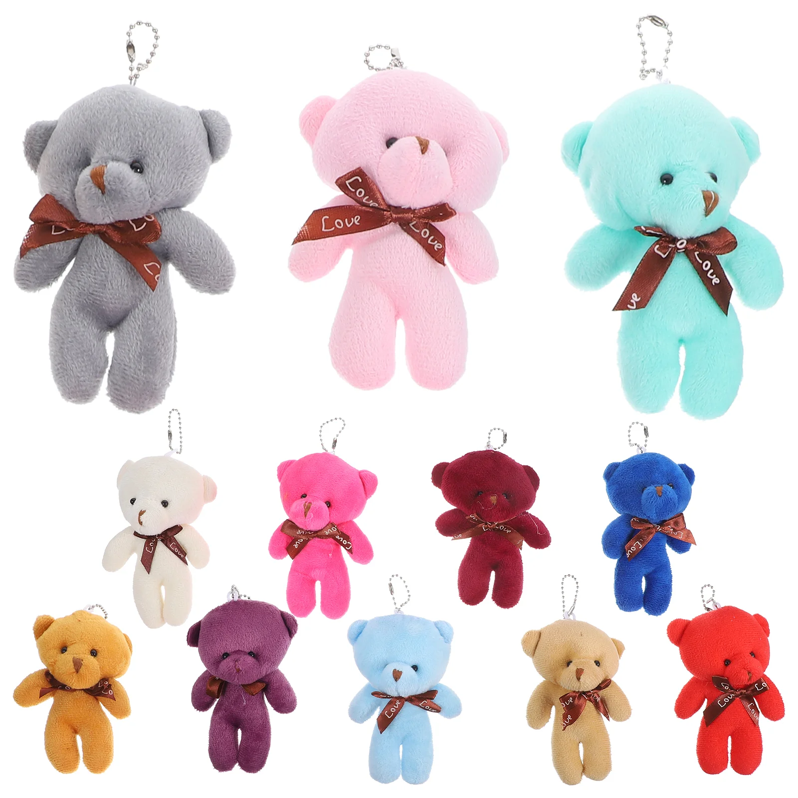 

12 Pcs Plush Bear Keychain Plush Keychains Party Favors Bulk Bears Crafts Plushies Figurines