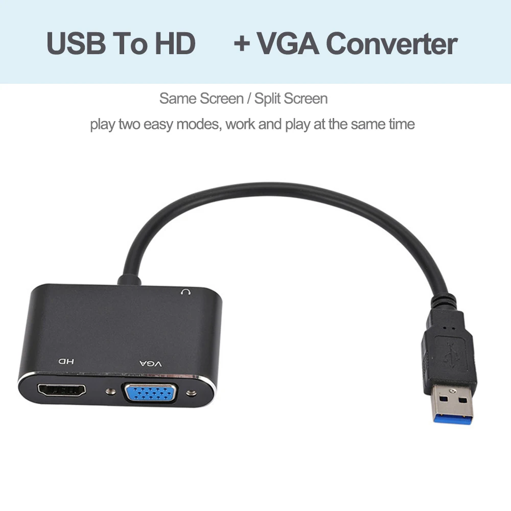 Аудио конвертер USB3.0 в HDMI-совместимый VGA для компьютера проектор ТВ-монитора