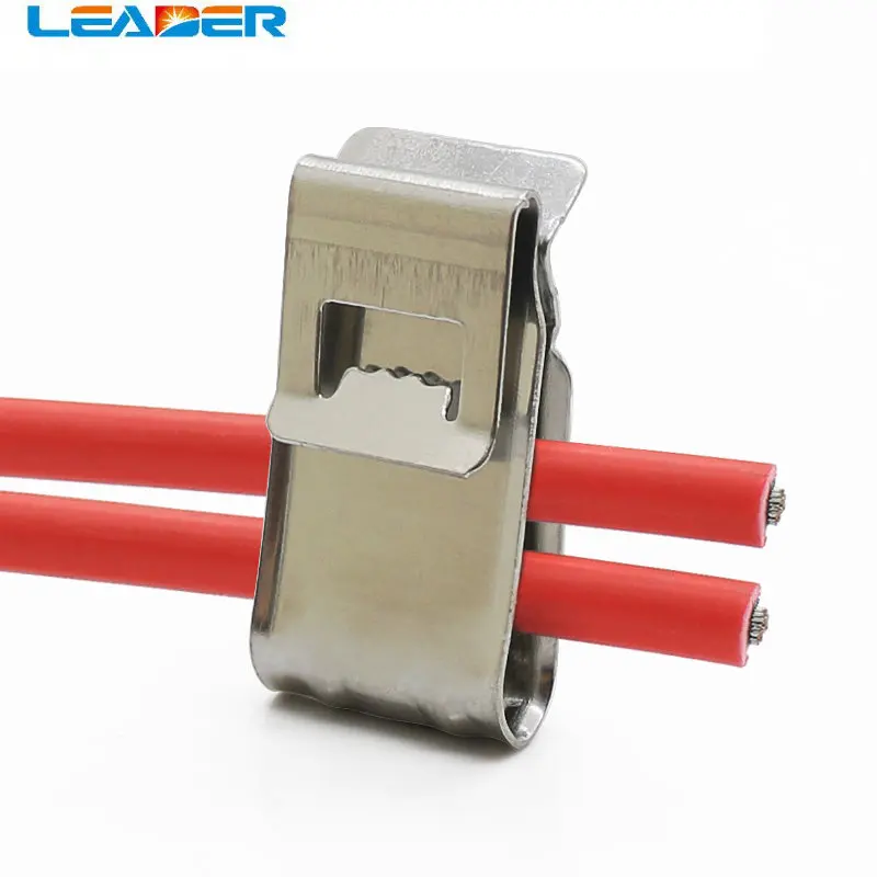 

LEADER SOLAR 100pcs/lot Wholesale 4 X 4mm SUS 304 Stainless Steel Material Big Size PV Cable Clips Solar Cable Clamp Wire Holder