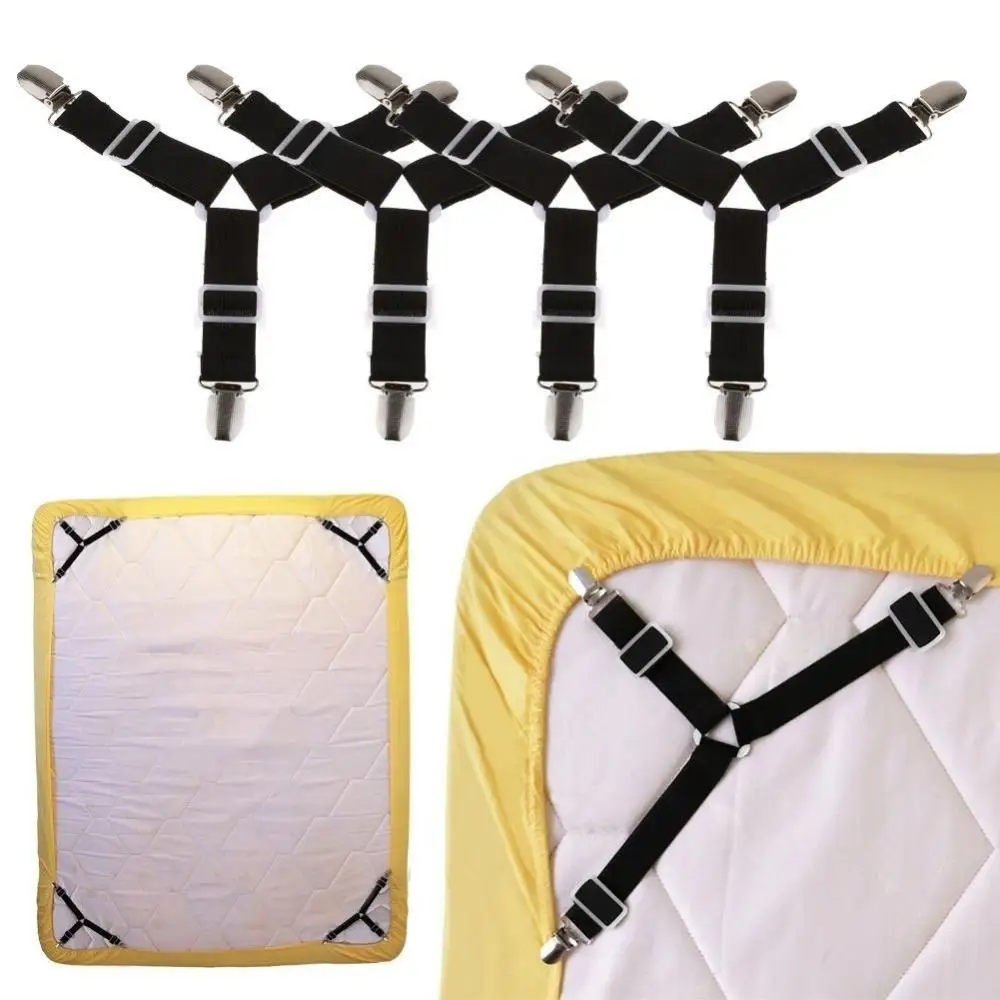 

4pcs/set Bedroom Bed Sheet Clip Mattress Fasteners Useful Elastic Cover Blankets Grippers Holder Fixing Slip-Resistant Belt