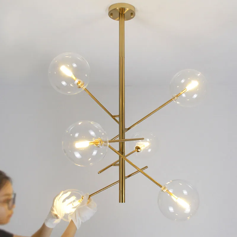 

Magic Bean Chandelier Nordic Restaurant Lamps Post-modern Simple Living Room Table Glass Ball Designer Light Luxury Chandelier