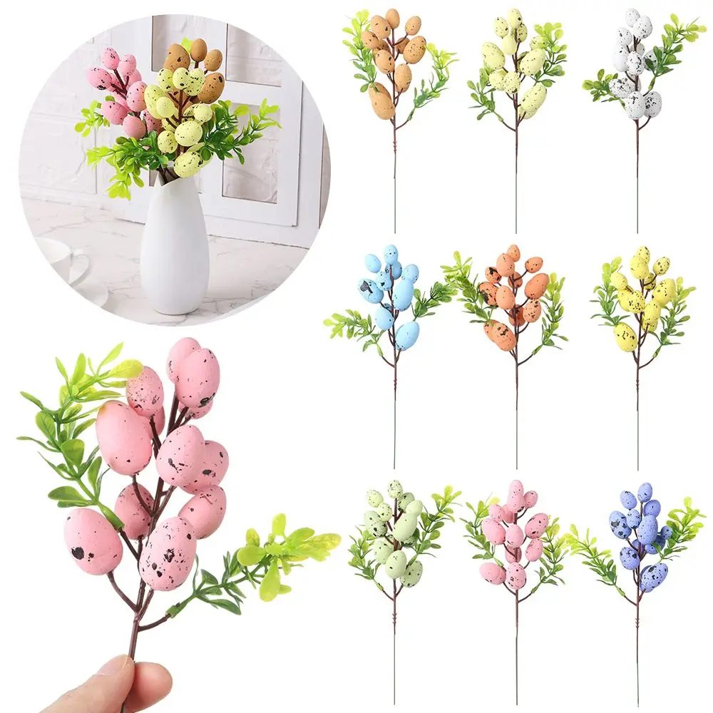 

Easter Egg Tree Branch Colorful Painting Foam Egg Flower Fake Plant DIY Easter Decoration Wedding Festival Party Home Vase Decor