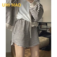 umi mao stripe shorts loose chunxin korean sports style sweat a line is tall thin drawstring casual athleisure pants women y2k
